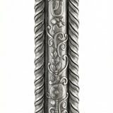 Extra large City Gates Mezuzah made of pewter, 7.5 inches tall, 2 inches wide, with detailed Hebrew engravings, suitable for home doors.