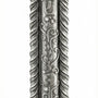Extra large City Gates Mezuzah made of pewter, 7.5 inches tall, 2 inches wide, with detailed Hebrew engravings, suitable for home doors.