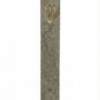 Classic gray Jerusalem stone mezuzah case with a gold Hebrew letter Shin.