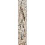 High-resolution image of a handcrafted Jerusalem stone mezuzah in gray, showing detailed surface texture, engraved Hebrew letters, and decorative motifs with a white studio background and soft reflection.