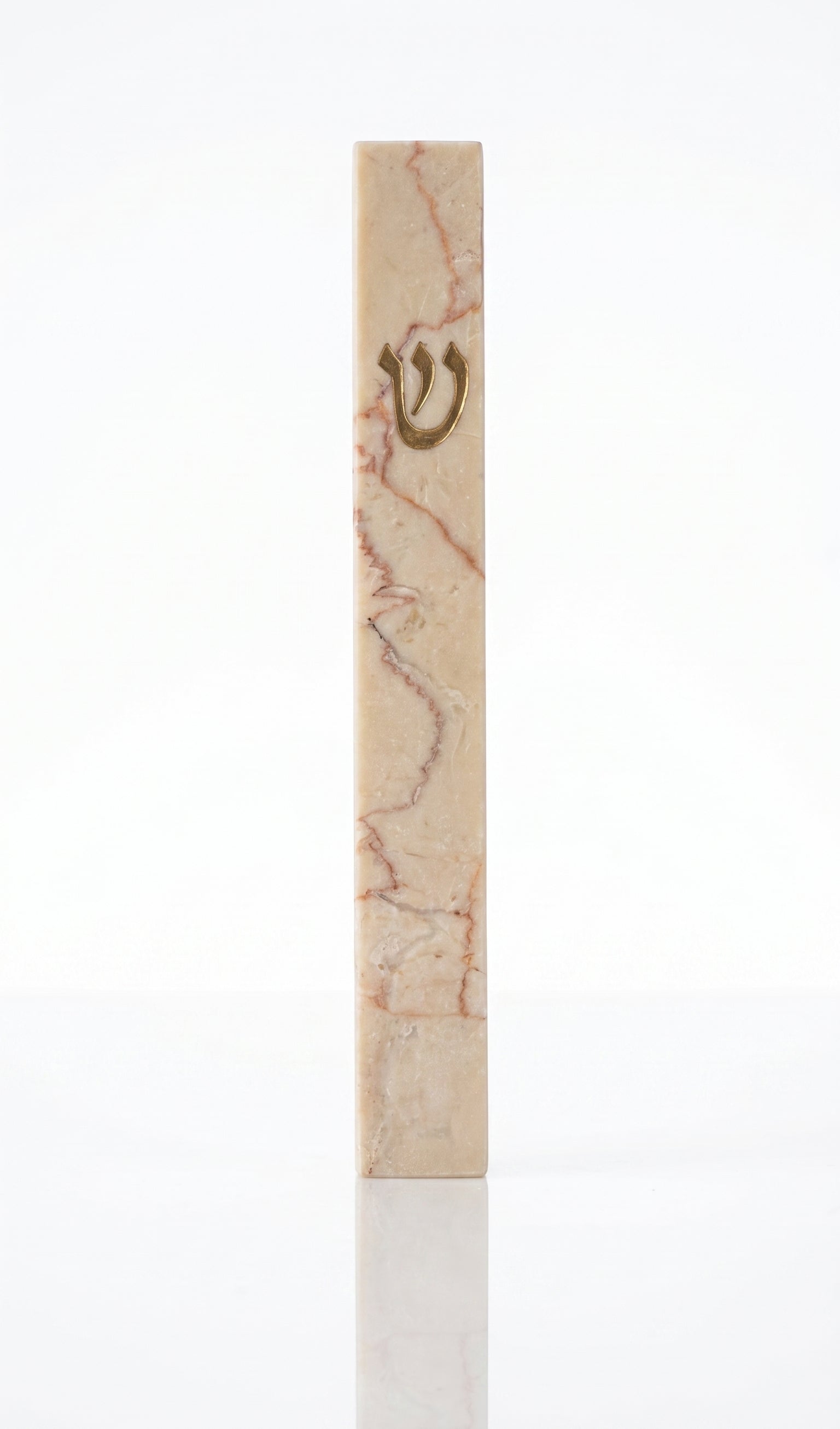 Jerusalem stone mezuzah with gold accents, designed for indoor and outdoor doorways, exact replica with detailed craftsmanship.