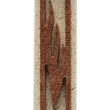 High-resolution image of a classic Jerusalem stone mezuzah with Shin symbol, on a white studio background with subtle reflection, showcasing textured natural stone.