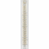 Scripted Shema clear acrylic mezuzah, 5.5 inches, with the Shema in fine silver script.