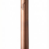 10-inch tall copper mezuzah with intricate Hebrew engravings and decorative motifs on a clean white background.