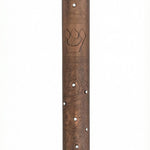 Elegant copper mezuzah made in Israel, 5 inches tall, with Hebrew engraved words, decorative motifs, suitable for doorway decoration.