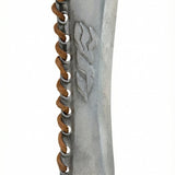High-quality cowboy-themed mezuzah made of pewter and leather, designed for doorpost decoration, shown with detailed craftsmanship on a white studio background.