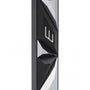 Pure white studio image of the Cyber Prism Black Geometric Mezuzah showing its angular prism panels and Hebrew Shin.