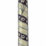 Deep purple pewter mezuzah, hand painted with enamel, measuring 6.75 inches tall, designed for home doors according to Jewish tradition.