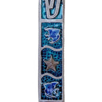 Deep Sea Mezuzah made of pewter, hand-painted with enamel, 6 inches tall, with shimmering accent stones, suitable for home doors.