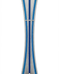 Elegant blue mezuzah crafted from pewter and hand painted with enamel, styled with precise details and a polished surface for upscale presentation.