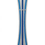 Elegant blue mezuzah crafted from pewter and hand painted with enamel, styled with precise details and a polished surface for upscale presentation.