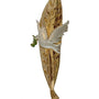 High-resolution image of the Dove of Peace Mezuzah, made of pewter and hand painted with enamel, displayed on a white studio surface with a soft reflection.