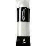 Elegant glass mezuzah with alternating stripe design, measuring 4.5 inches tall, perfect for home doorways in traditional Jewish decor.