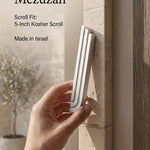 Sophisticated scene with mezuzah on a doorpost, emphasizing product details in a warm, natural environment.