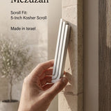 Sophisticated scene with mezuzah on a doorpost, emphasizing product details in a warm, natural environment.