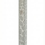 Sleek aluminum Elevate Mezuzah with screw cap, suitable for outdoor use, 5-inch size, on a white background with a soft reflection.