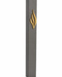 Eternal Flame charcoal gray aluminum mezuzah case with raised polished gold ner tamid emblem