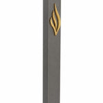 Eternal Flame charcoal gray aluminum mezuzah case with raised polished gold ner tamid emblem