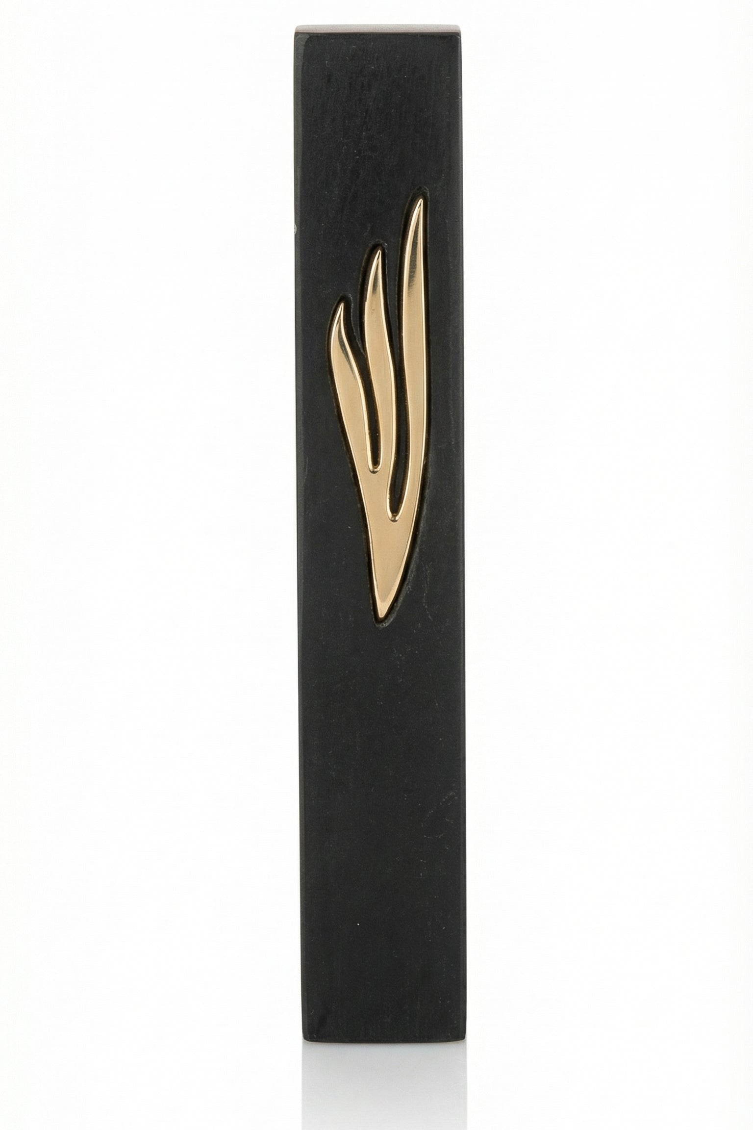 Extra large black stone mezuzah with engraved gold Shin, made in Israel, designed for outdoor and modern door entrances, 9 inches tall.