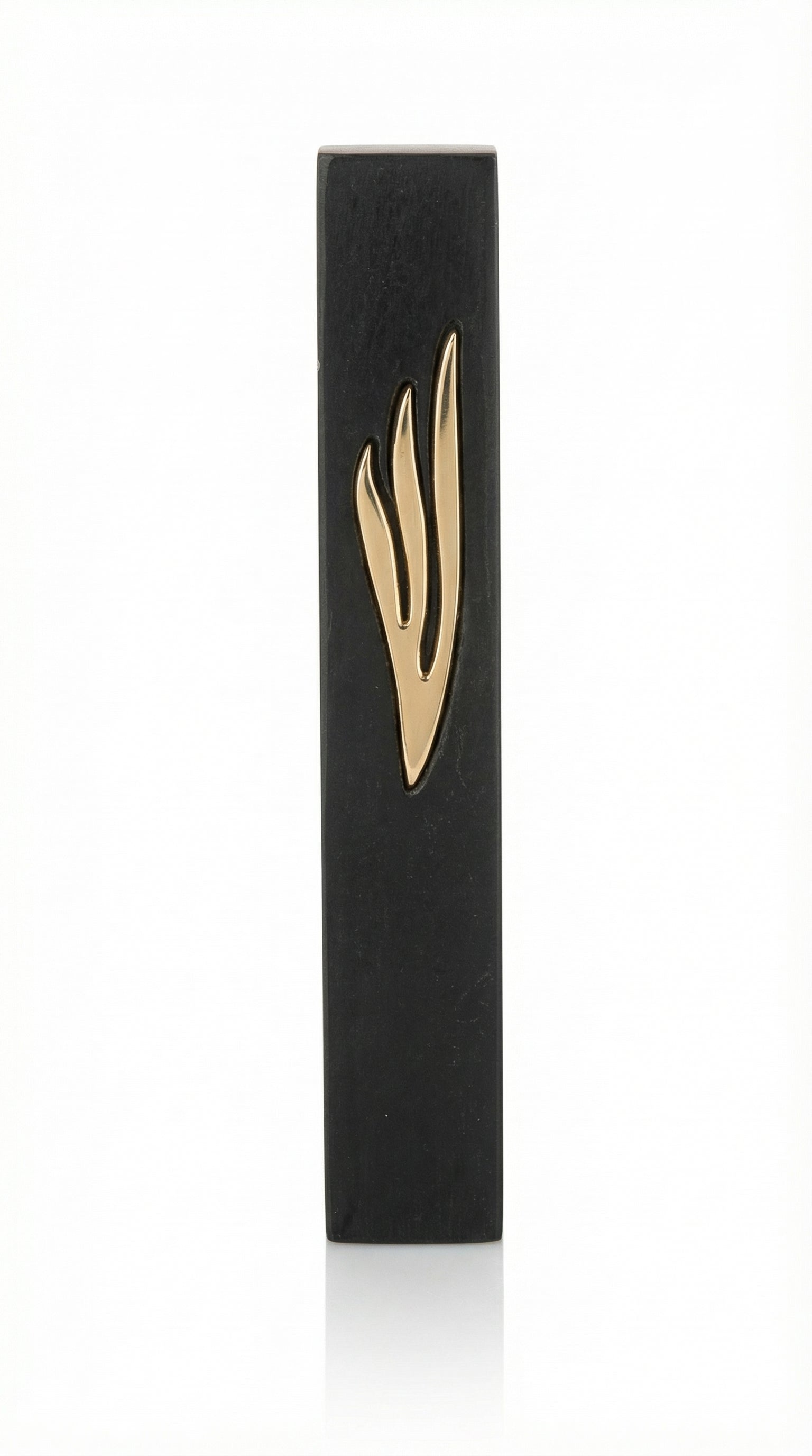Extra large black stone mezuzah with engraved gold Shin, made in Israel, designed for outdoor and modern door entrances, 9 inches tall.