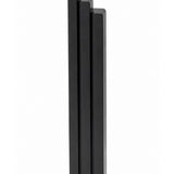 Extra Large Modern Black Pyramid Mezuzah shown from the front as a deep matte black aluminum mezuzah cover, with three graduated vertical bars forming a minimalist stepped design and a gently rounded lower edge for modern Jewish doorway decor