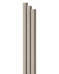 Extra Large Modern Sandstone Pyramid Mezuzah shown from the front as a warm taupe sandstone aluminum mezuzah cover, with three graduated vertical bars forming a minimalist stepped design and a gently rounded lower edge for modern Jewish doorway decor