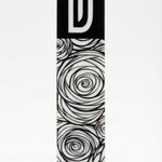 Elegant Israeli-made acrylic garden mezuzah with Hebrew inscriptions, detailed carvings, and decorative motifs, displayed with soft reflection on white background.