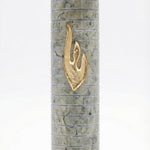 Sleek horizontal-lined Jerusalem stone Mezuzah crafted in Israel, with natural surface variations and a clear, detailed view of its texture and design.