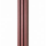 Giant Modern Burgundy Pyramid Mezuzah shown from the front as a muted burgundy wine-red aluminum mezuzah cover, with three graduated vertical bars forming a architectural stepped design and a gently rounded lower edge for modern Jewish doorway decor