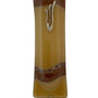 Elegant brown glass Mezuzah measuring 4.5 inches tall, with detailed engraved Hebrew letters and decorative motifs, on a white background with subtle reflection.