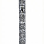 extra-large silver mezuzah with intricate filigree and transparent design