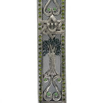 Golani Brigade-themed Mezuzah with olive tree design in pewter, detailed with Swarovski stones, on a white background with subtle reflection.