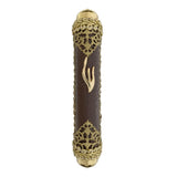 Gold and Leather Mezuzah