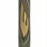 High-resolution image of a gray Jerusalem Stone Mezuzah with fluid lines and gold shin, detailed surface and craftsmanship visible.