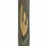 High-resolution image of a gray Jerusalem Stone Mezuzah with fluid lines and gold shin, detailed surface and craftsmanship visible.