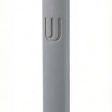 Gray Shin Mezuzah made of cement, 6 inches tall, affixed with strong tape, for doorways, with detailed Hebrew lettering and decorative motifs.