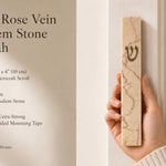 Classic Rose Vein Jerusalem Stone mezuzah case made in Israel, featuring natural cream stone with warm rose-colored veining