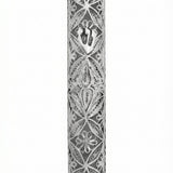 handmade sterling silver Mezuzah case with swirl pattern, lacework, and drop-shaped domes