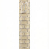 Upscale 5-inch pewter mezuzah with hand-painted enamel, detailed Hebrew letters, decorative motifs, on a white background with soft reflection.