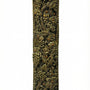 Large brass mezuzah with intricate details and Hebrew engravings, designed for front door installation, on a white background with soft reflection.