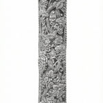 Large pewter mezuzah with intricate Hebrew engravings, suitable for front door, showcasing detailed craftsmanship and religious symbols.
