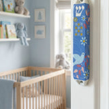 Indoor lifestyle doorway with mounted ceramic mezuzah on the left, room view with minimalist decor, natural lighting.