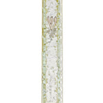 Icy glass Mezuzah with Hebrew inscriptions, modern design, clear details, and a sleek frosted appearance, mounted on a bright white background.