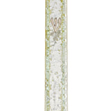 Icy glass Mezuzah with Hebrew inscriptions, modern design, clear details, and a sleek frosted appearance, mounted on a bright white background.