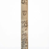Large acrylic Jerusalem Hills Mezuzah with serene hillside scene and wood-look finish, designed for prominent placement in Jewish home doorways.