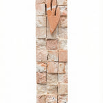 Handmade Jerusalem stone Mezuzah resembling Western Wall, with detailed texture and Hebrew engravings, on a clean white background.