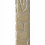 High-resolution image of a handcrafted Jerusalem stone Mezuzah with Western Wall design, natural surface variations, and intricate details, on a white background with soft reflection.