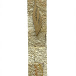 Handmade Jerusalem stone Mezuzah resembling Western Wall, with detailed engravings, decorative motifs, and textured surface, on a white background with soft reflection.