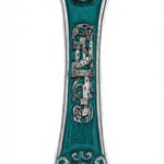 Kauai Mezuzah made in USA, 5.25 inches tall, with detailed Hebrew engravings, decorative motifs, and an elegant finish, on a white studio background.