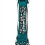 Kauai Mezuzah made in USA, 5.25 inches tall, with detailed Hebrew engravings, decorative motifs, and an elegant finish, on a white studio background.